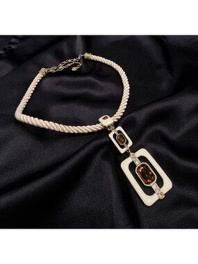 Heidi Daus Statement Necklace With Brown Crystal Pendant